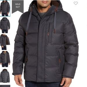 Down Jacket with Removable Faux Shearling Lining